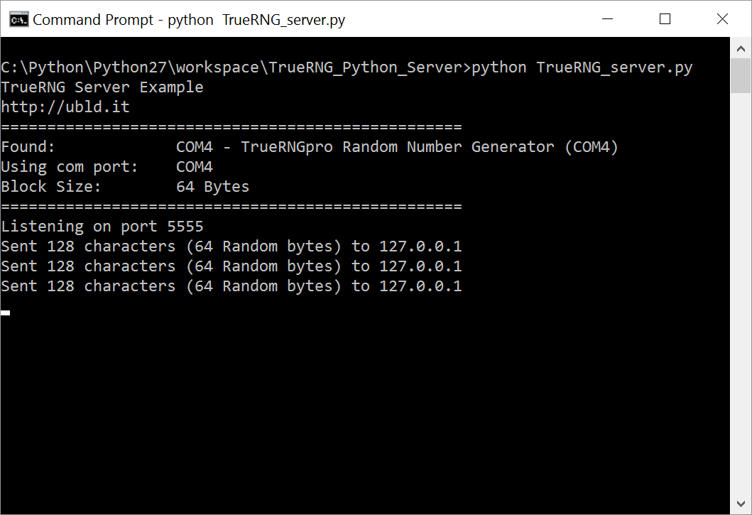 Screenshot of Windows 10 Python server