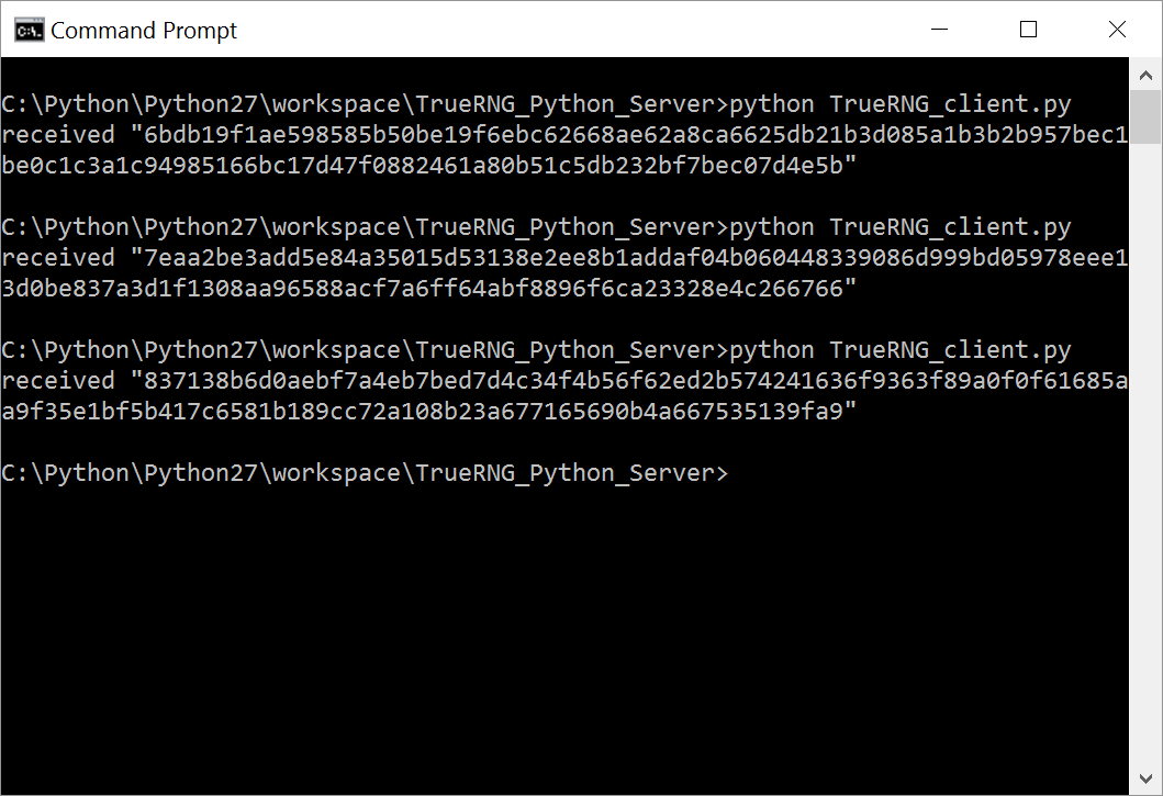 Screenshot of Windows 10 Python client